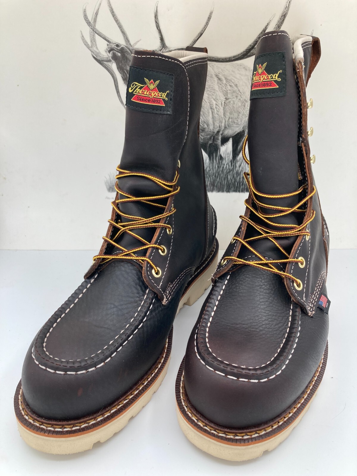 Pre-owned Thorogood Work Boot,  814-3800, 8” & Soft Toe Wedge, Waterproof, Made In Usa In Brown