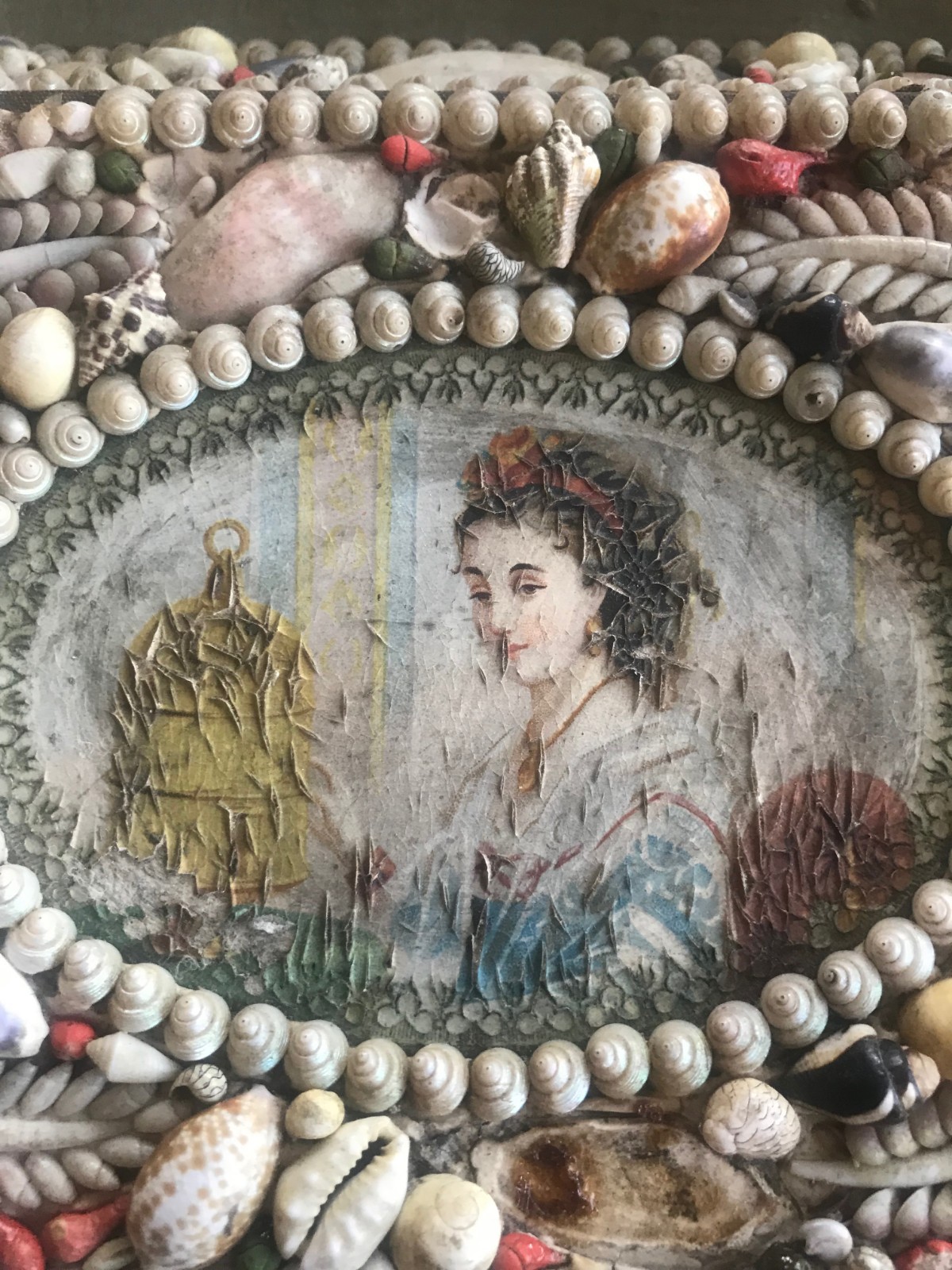 Antique 1800's Sailors Valentine Shell Decorated Box - Maritime Folk Art