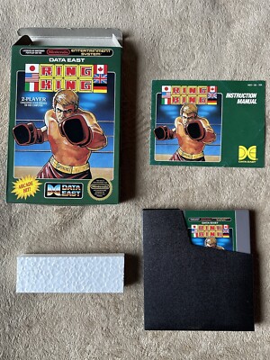 1987 NES Data East RING KING 5-Screw Game TESTED CIB NES-GP Round SOQ