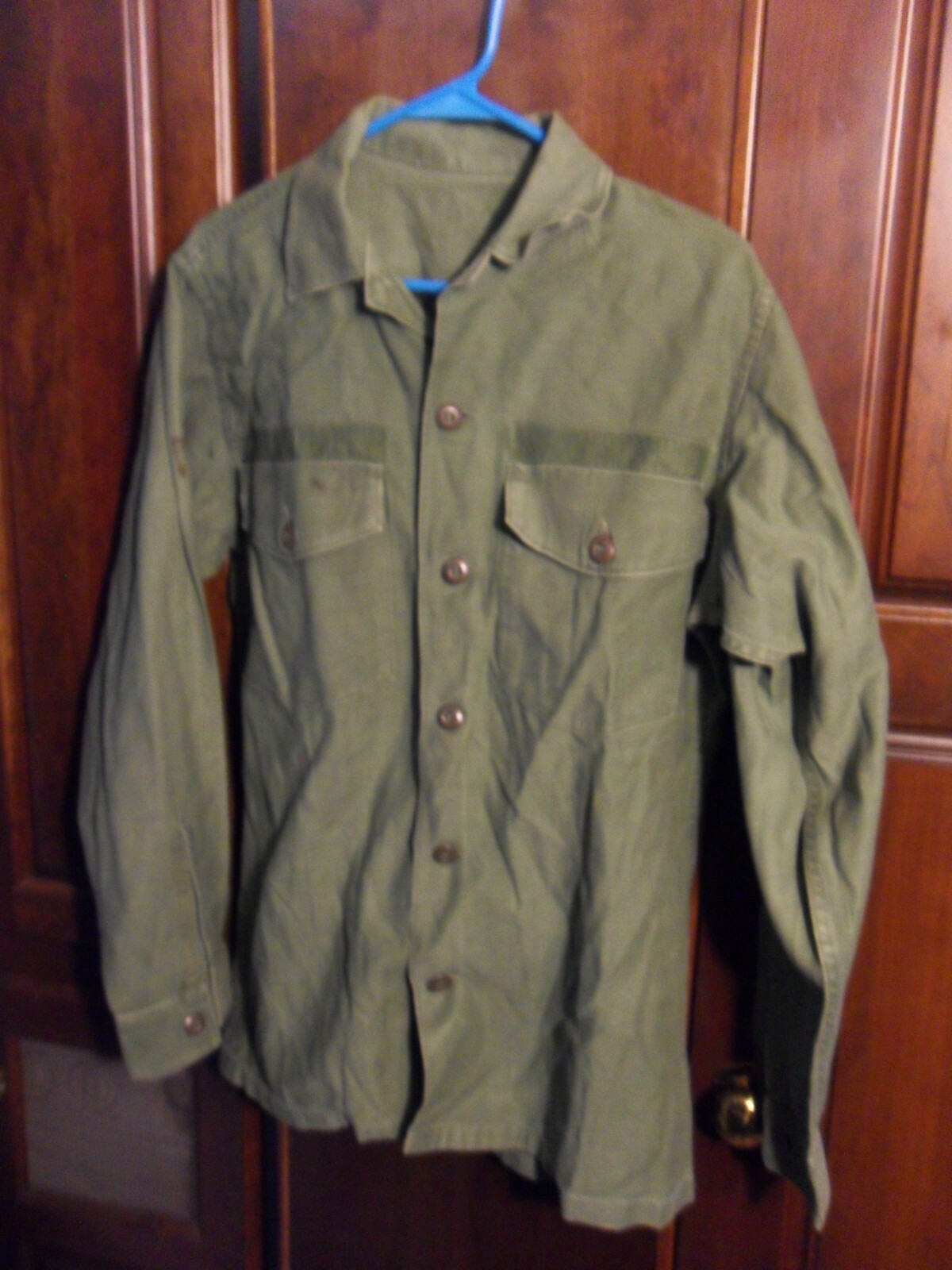 VTG ARMY Vietnam ?? Sateen Cotton Utility Shirt LS OG 107