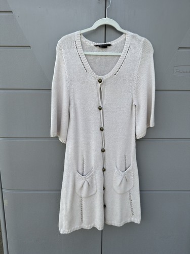 BCBG MAXAZRIA★Embroidered contrast loose knit dress BC17 BCBG MAXAZRIA Button Down Cotton Wool Blend Knit Sweater
