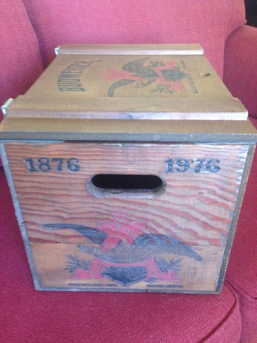 Vintage Authentic Budweiser Busch Centennial 1876-1976 Wood Beer Case. Nice!!!!!