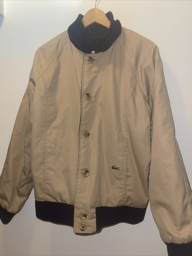 Vintage Lacoste Reversible Bomber Jacket Mens 90's fleece lined hooded Size  M