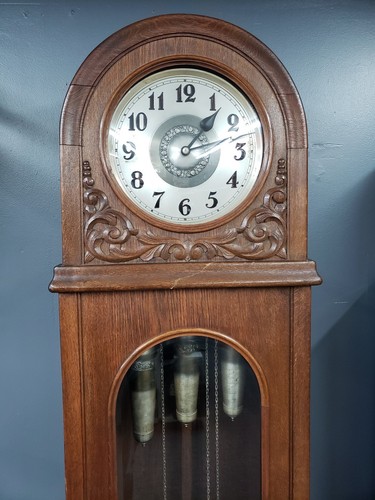 ANTIQUE ERNST LAUFFER GRANDFATHER CLOCK SCHWENNINGEN, GERMANY 1919- Prewar WWII