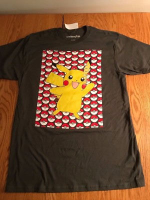 NWT POKEMON POKEBALL PIKACHU COTTON GRAY T-Shirt SZ MEDIUM (M) WE LOVE FINE