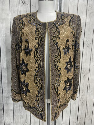 Adrianna papal Evening  Blazer Large sequence Silk Jacket