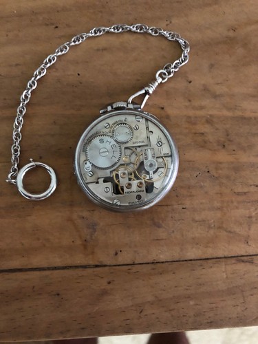 1940's Girard-Perregaux Shell Oil Skeleton Pocket Watch & Fob chain.