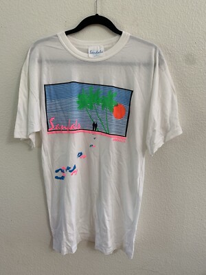 Vintage Sandals Jamaica Resort White Neon Souvenir T-Shirt XL Made In Jamaica