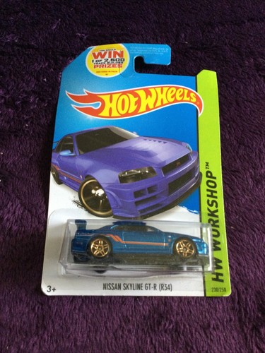 Hot Wheels 2014 Diecast HW Workshop Nissan Skyline Gt-R (R34) Blue  , New A1