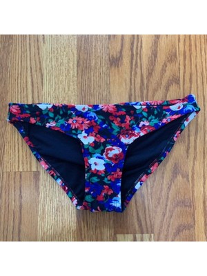 

Женский хипстерский купальник темно-синего цвета с цветочным принтом XHILARATION, низ, Navy