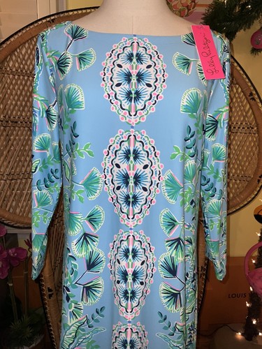 Pre-owned Lilly Pulitzer Seralina Maxi Frenchie Blue Mosaic Shells $298 Size L,xl In Multicolor