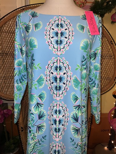 Pre-owned Lilly Pulitzer Seralina Maxi Frenchie Blue Mosaic Shells $298 Size L In Multicolor