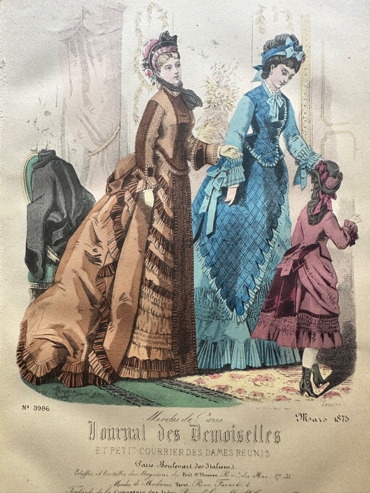 フランス古書　1875年　Journal des Demoiselles French Antique Victorian 1875 Print -LE JOURNAL DES