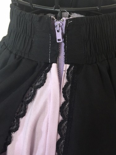 Fashions by Bettye Square Dancing Skirt Layered Lace Bows Purple Black Sz S