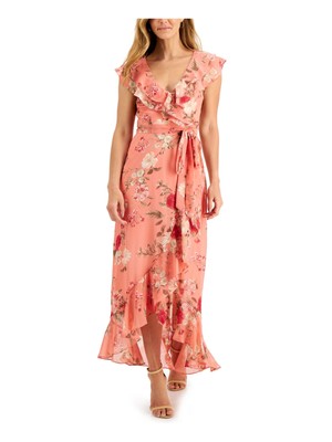 

JESSICA HOWARD Женское коралловое вечернее платье макси с завязками на рукавах из искусственного запаха, Коралл