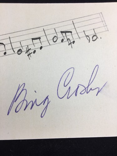 Bing Crosby Signed Vintage 3x5 Index Card W/ Rare Musical Drawn Notes Legend