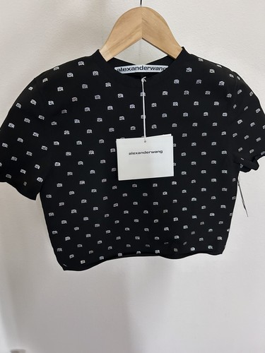 Alexander Wang Cropped Crystal Logo Embellishment Short