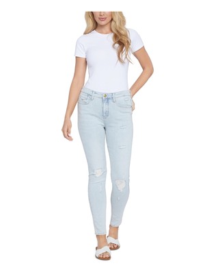 

SEVEN7 Женские голубые эластичные рваные джинсы скинни с высокой талией, Light blue, MY17475P