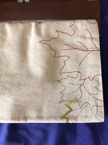 Fall Embroidered Leaf Design table runner - 13