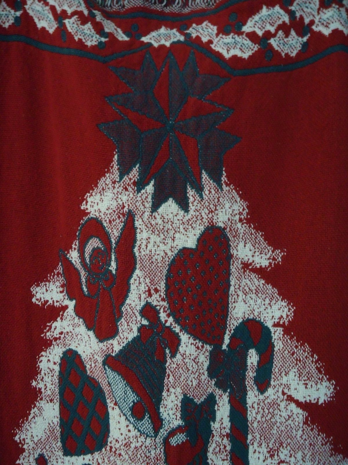 CHRISTMAS TREE Reversible Red Green Afghan Blanket 44