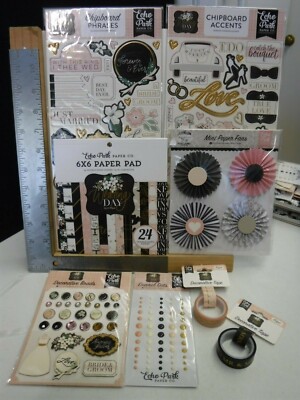 ECHO PARK PAPER WEDDING BLISS TAPE 6X6 PAPER CHIPBOARD ACCENTS DOTS BRADS A20951