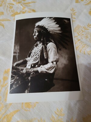 Vintage Printed Azusa Postcard Early Native American Indian 1982 Soux Chief 