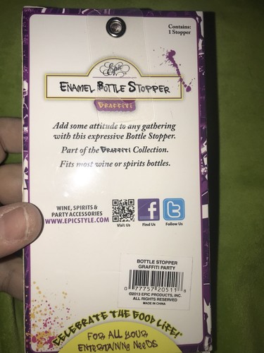 Grafitti Pink “party” Bottle Stopper Enamel And Steel NIB! Beautiful!