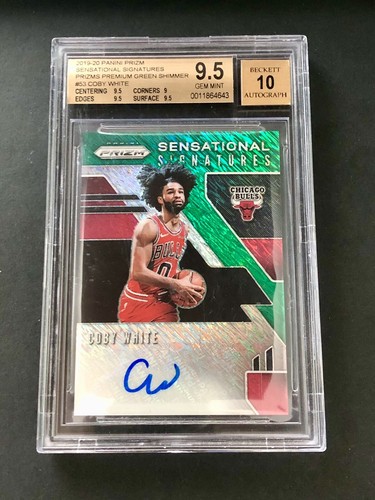 Coby White 2019-20 Panini Prizm Green Shimmer Rookie Auto #2