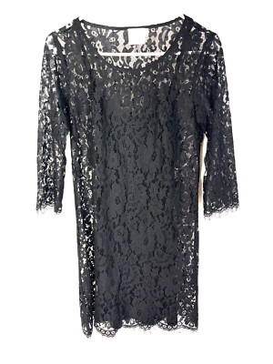 HD in Paris Anthropologie Lace Mini Dress Size XS Black Lined Womens Gorgeous