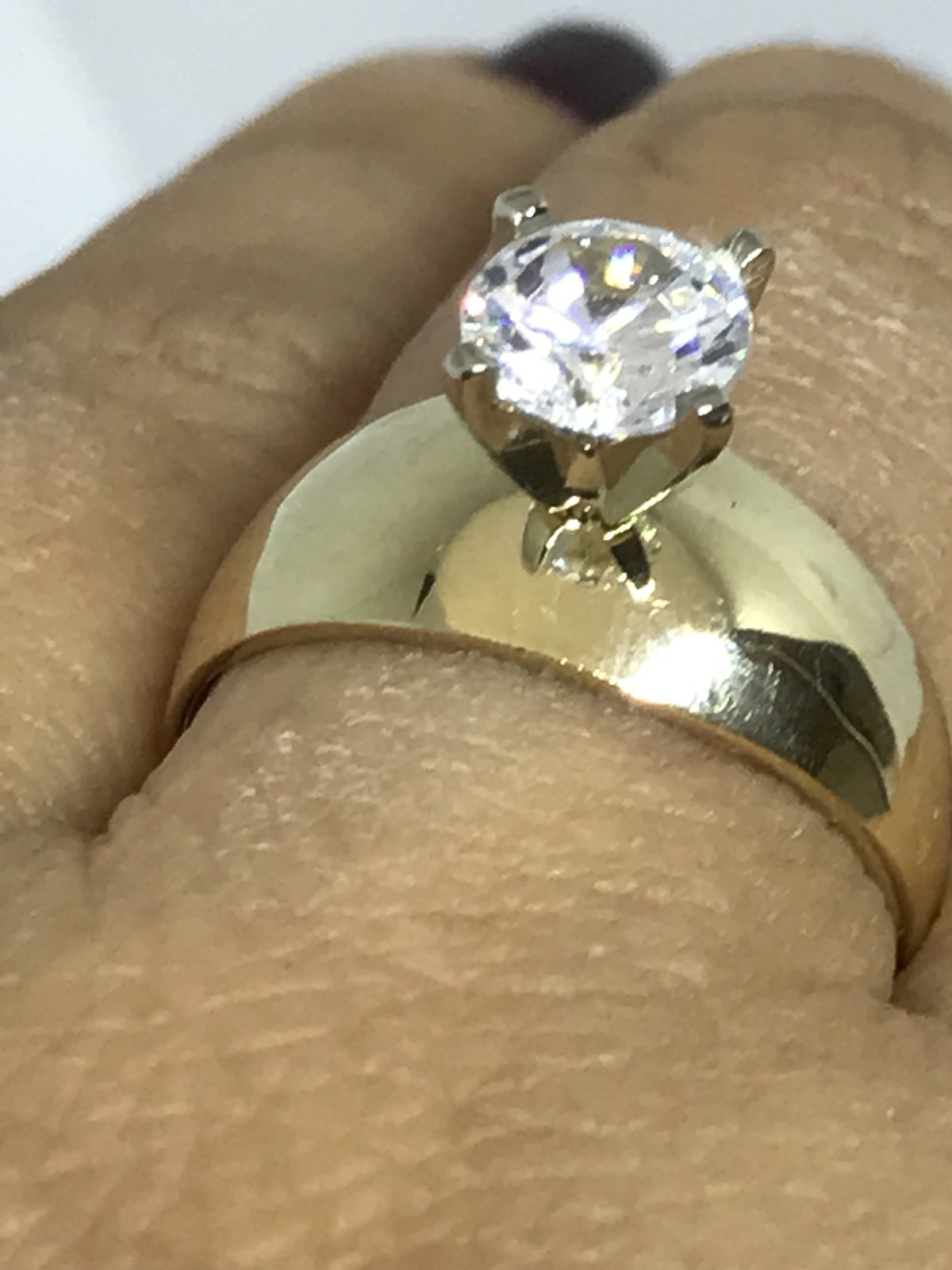 Pre-owned Handmade Gold 14k Ring 1 Carat Round Cz Engagement Solid Fine Jewelry Her 7 5 6 8 9 In Yellow