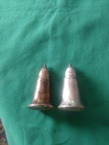 STERLING SILVER Weighted Antique Crown Salt & Pepper Shakers