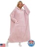 PJGGZ Snuggie blanket for adult, Wearable Blanket Hoodies for Women and Men Warm Cozy Sherpa Hooded Blanket Sweatshirt with Giant Pocket(Pink, Standard)