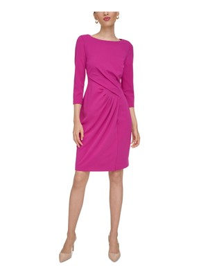 CALVIN KLEIN Womens Pink 3/4 Sleeve Above The Knee Cocktail Sheath Dress 6