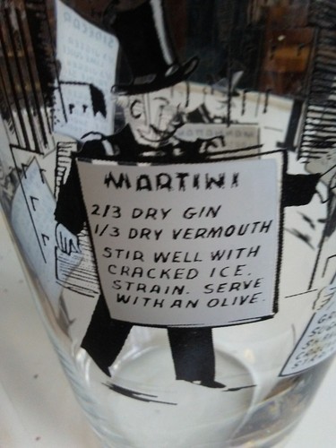 Vintage Anchor Hocking Cocktail Bar Ware Mix Glass Drink Recipes NICE!