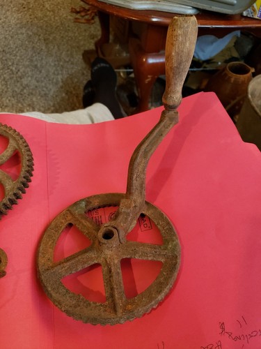 Antique Butter Churn Cast Iron Gears  Anx Handle