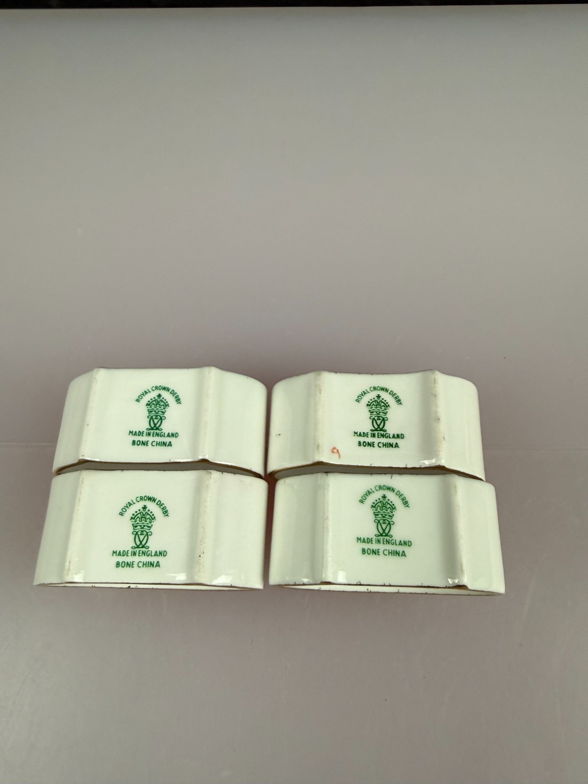 Royal Crown Derby Derby Posies Napkin Rings Green Stamps Set of 4