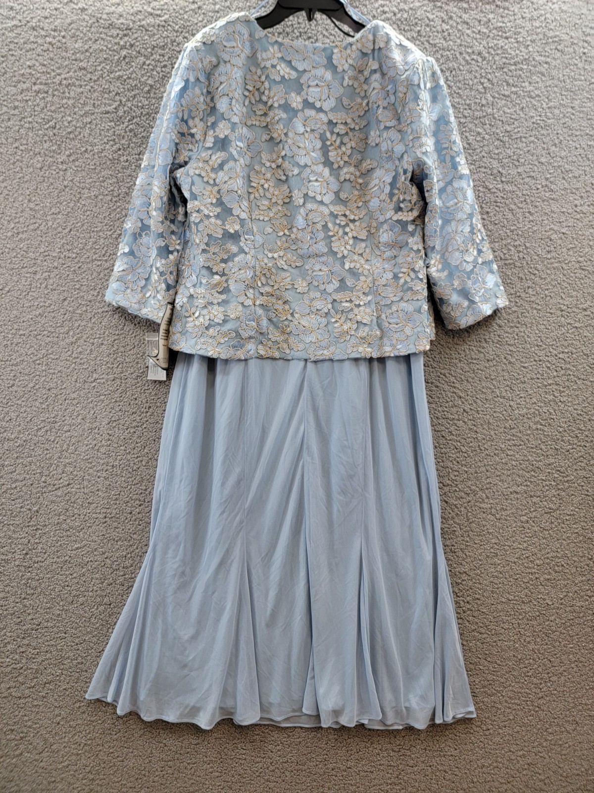 Alex Evenings Embroidered Jacket & Dress Women's 16 Light Blue 3/4 Sleeve~ - Picture 11 of 18