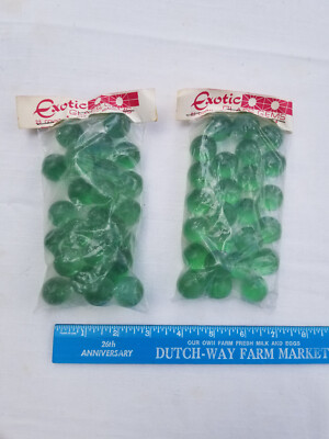 Vintage Green Exotic Glass Gems 5 Star Brand Vitro Agate WV 2 Bags/25 Marbles