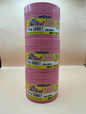 3 PK Soap & Glory The Real Zing Body Sorbet Lemon Lime Neroli Vegan Cream  10oz
