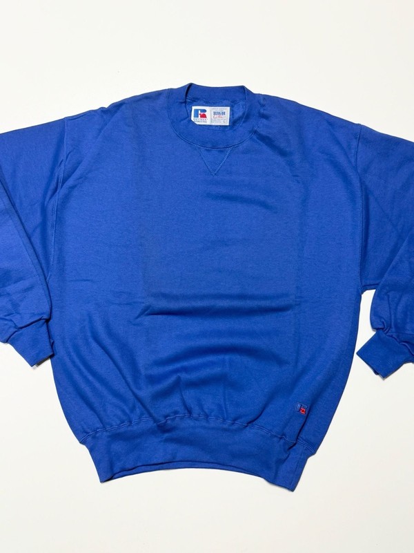 Vintage 90s Russell Athletic Deadstock Blank Royal Blue Crewneck Sweatshirt Made