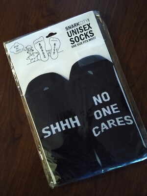 Snark City ''Shhh...No One Cares'' One Size Mens Pair Striped Crew Socks Dad Hubby