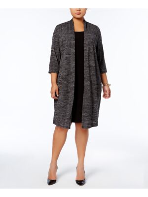CONNECTED APPAREL Womens 3/4 Sleeve Jewel Neck Above The Knee Shift Dress Plus