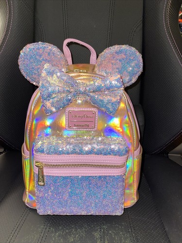 NEW DISNEY 50TH PINK EARIDESCENT IRIDESCENT SEQUIN LOUNGEFLY