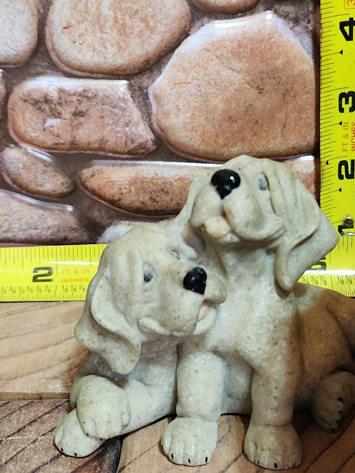 2001 Quarry Critters Pebbles & Patch Second Nature Design Cute Puppy Figurine VG