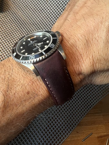 21mm Maroon Leather curved Strap 41mm Rolex Submariner GMT 42mm Explorer II