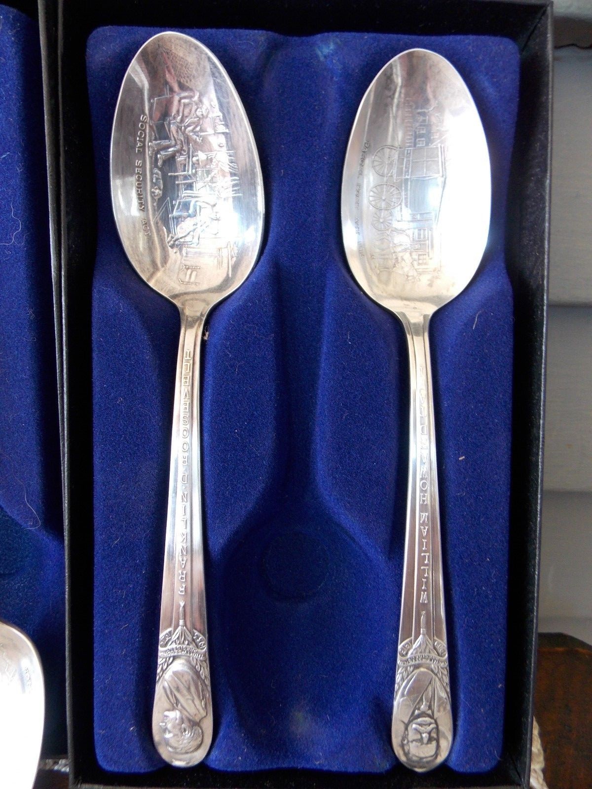 Lot of 7 Vtg W.M. Rogers Silver Plated Presidential Spoons: JFK, Roosevelt, Taft