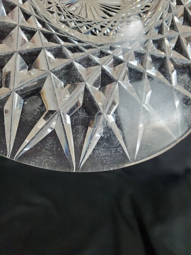 14 in American Brilliant cut Glass Vase Signed Hawks Navarre Pattern