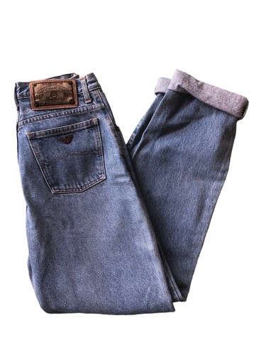 パンツ 90s ARMANI JEANS ripped jeans ITALY made Armani Exchange Men Jeans Straight Leg Blue Denim Destroyed