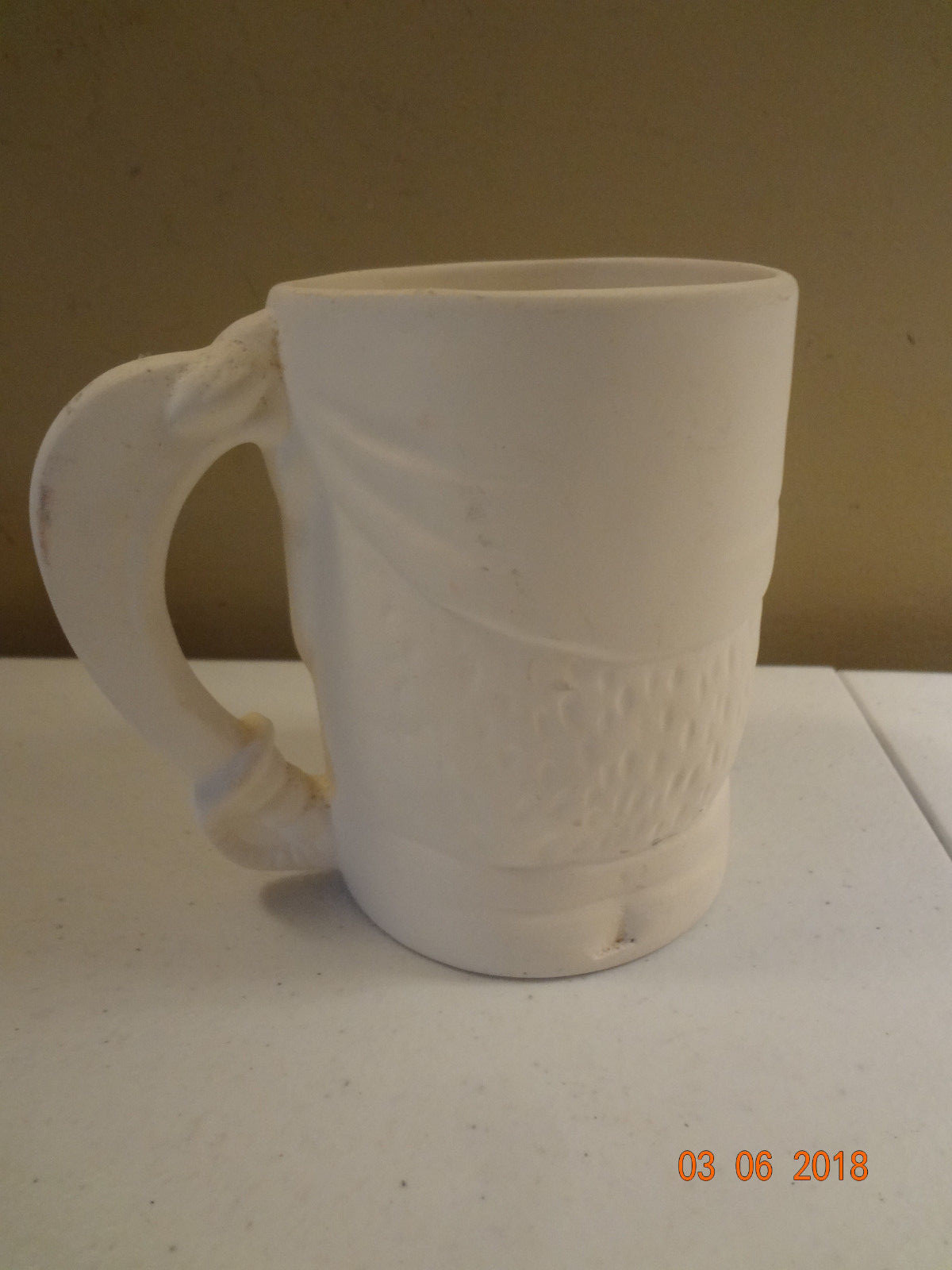 Vintage 70s Handmade Ceramic Bisque Ready to Paint Pirate Mug