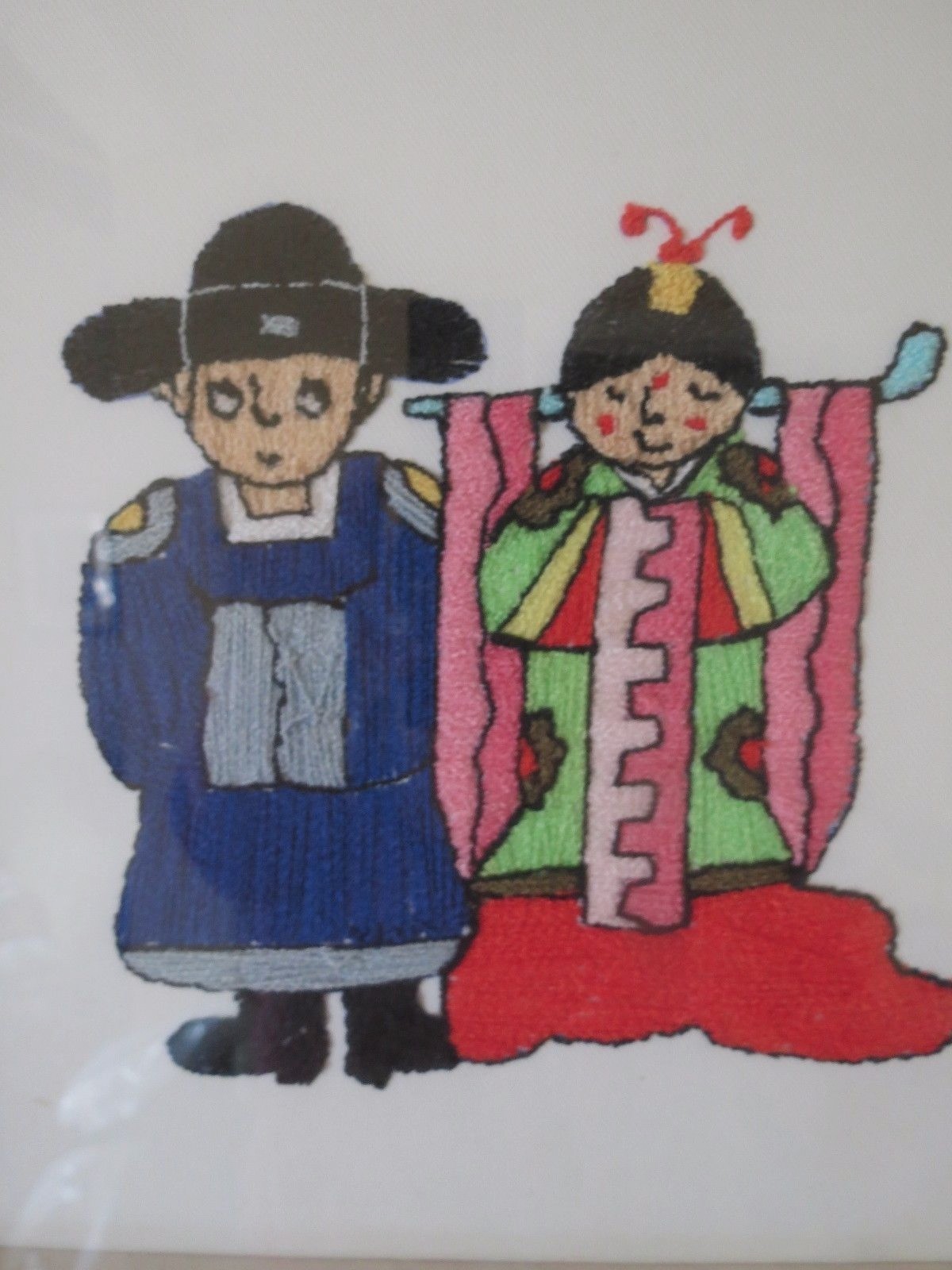 Japanese Costume Kimono Bride Groom Wedding Picture Art Fiber Crewel Needle